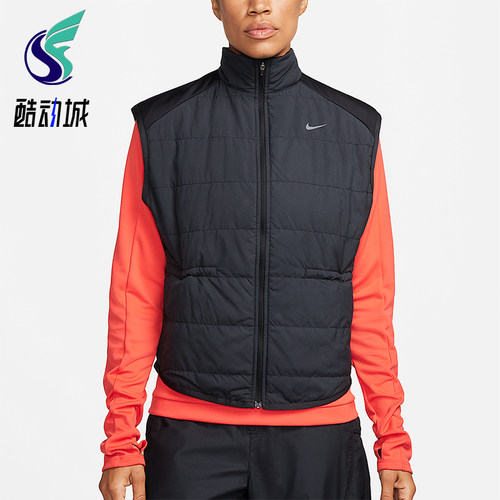 Nike/耐克正品女士休闲Logo印花拉链运动棉马甲FB7537-010