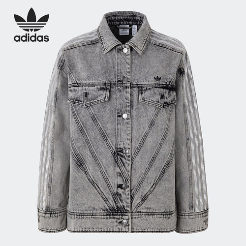 Adidas/阿迪达斯正品三叶草女士复古牛仔运动夹克外套IS0382
