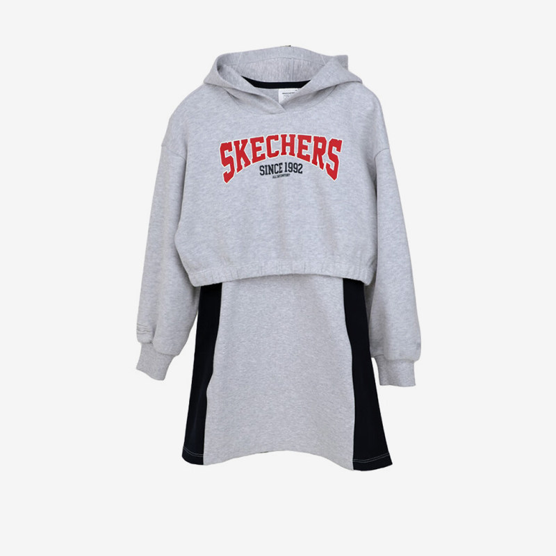 Skechers/斯凯奇正品新款儿童运动宽松印花休闲连衣裙