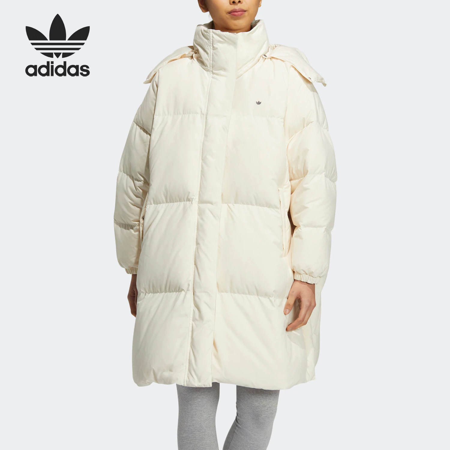 Adidas/阿迪达斯正品三叶草运动女子保暖中长款羽绒服HS9529