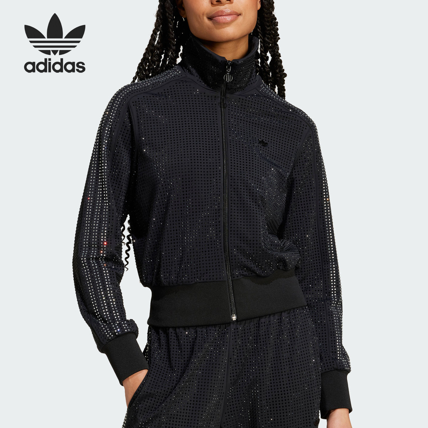 Adidas/阿迪达斯正品三叶草女士水钻立领运动修身外套IW3105,运动服/休闲服装,运动茄克/外套,淘宝优惠券,粉丝福利购,淘宝优惠卷