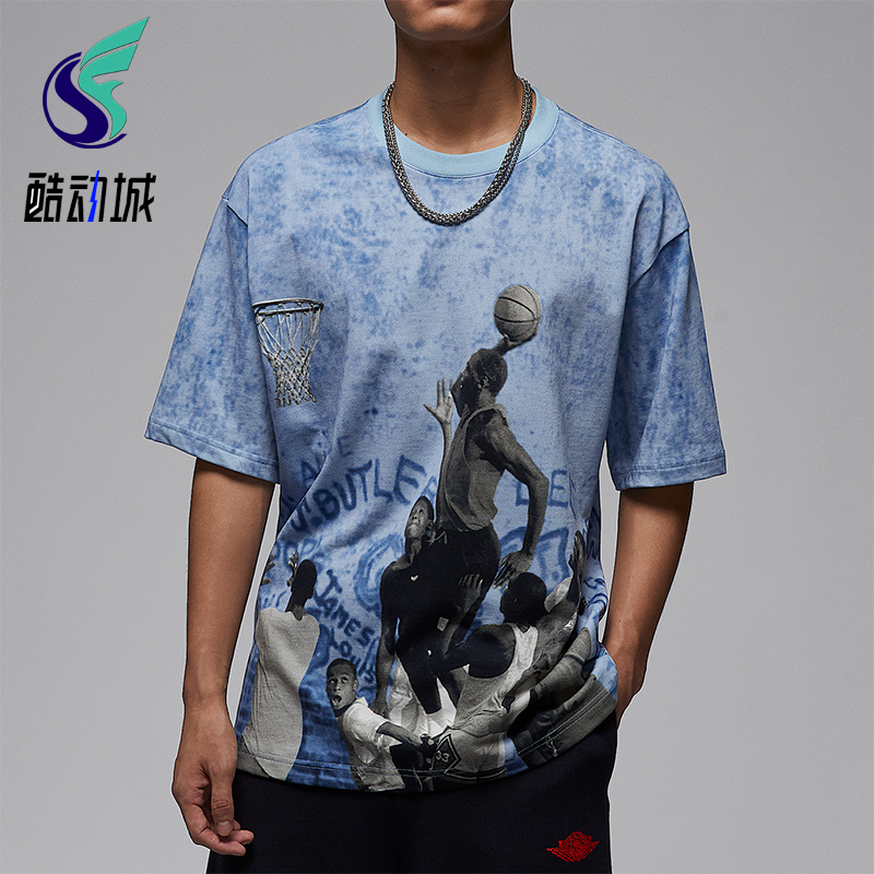 Nike/耐克正品JORDAN男士运动图案时尚针织透气短袖HJ2363-427