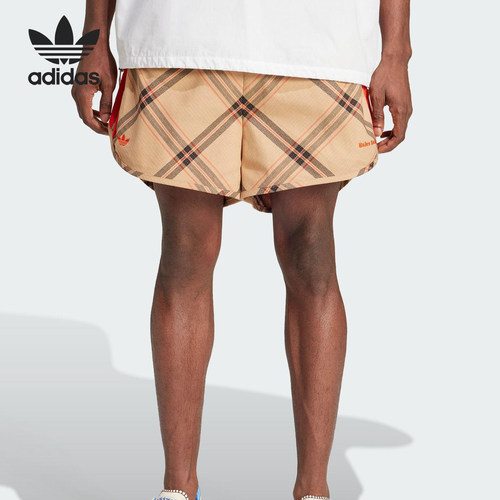 Adidas/阿迪达斯正品新款男棕卡其色经典运动休闲轻盈短裤IW3599