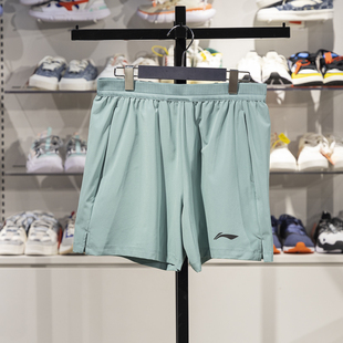 李宁正品2025新款男子反光轻盈透气跑步梭织运动短裤AKSV097-7