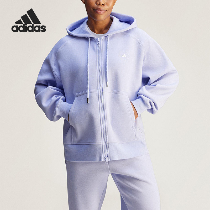 Adidas/阿迪达斯正品新款女士运动针织连帽夹克外套JN0226