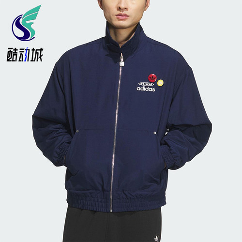 Adidas/阿迪达斯正品三叶草男士日常运动宽松翻领耐穿外套KC0135