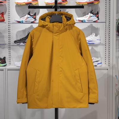 李宁正品2024新款团购系列男子保暖防风连帽羽绒服夹克AYMU291-7