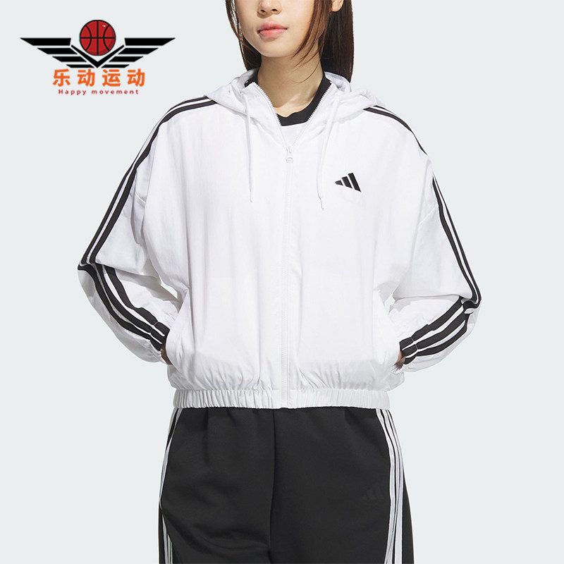 Adidas/阿迪达斯正品W 3S WV WB女士运动短款条纹外套JZ2161图片