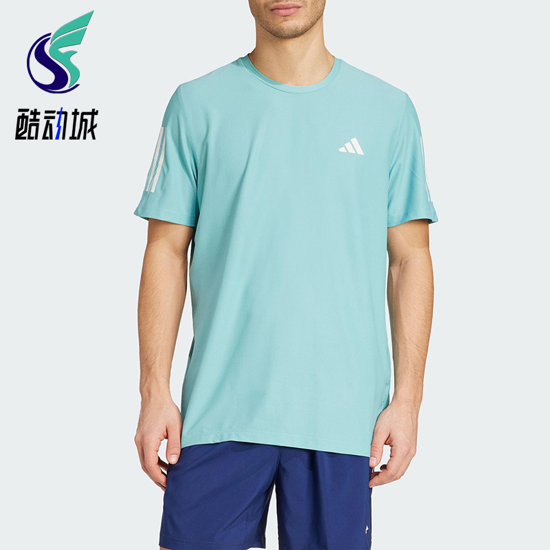 Adidas/阿迪达斯正品OWN THE RUN TEE男士运动圆领短袖T恤JX2211