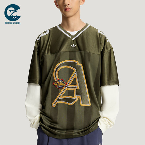 Adidas/阿迪达斯正品三叶草男士透气二合一球衣复古长袖T恤KS5329