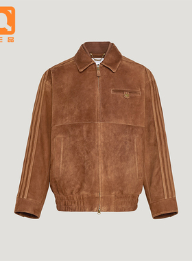 Adidas/阿迪达斯正品三叶草男士翻领复古宽松休闲皮革夹克KV5939