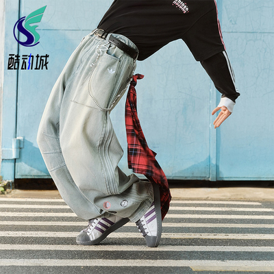 Adidas/阿迪达斯正品三叶草男士时尚经典运动弯刀牛仔长裤KT6366
