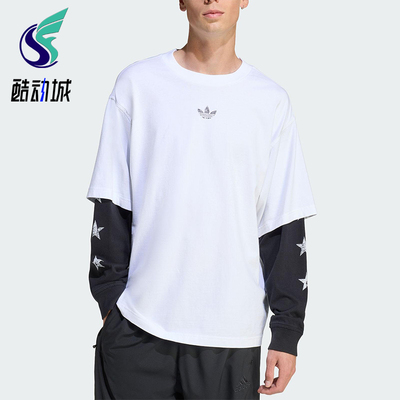 Adidas/阿迪达斯正品三叶草男士日常圆领套头拼接长袖上衣KF1868