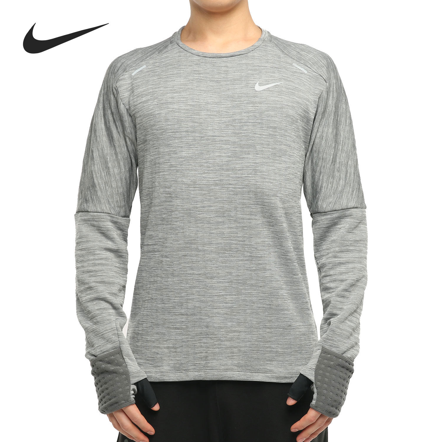 Nike/耐克正品男子加绒反光跑步训练运动长袖T恤 CU6084-068