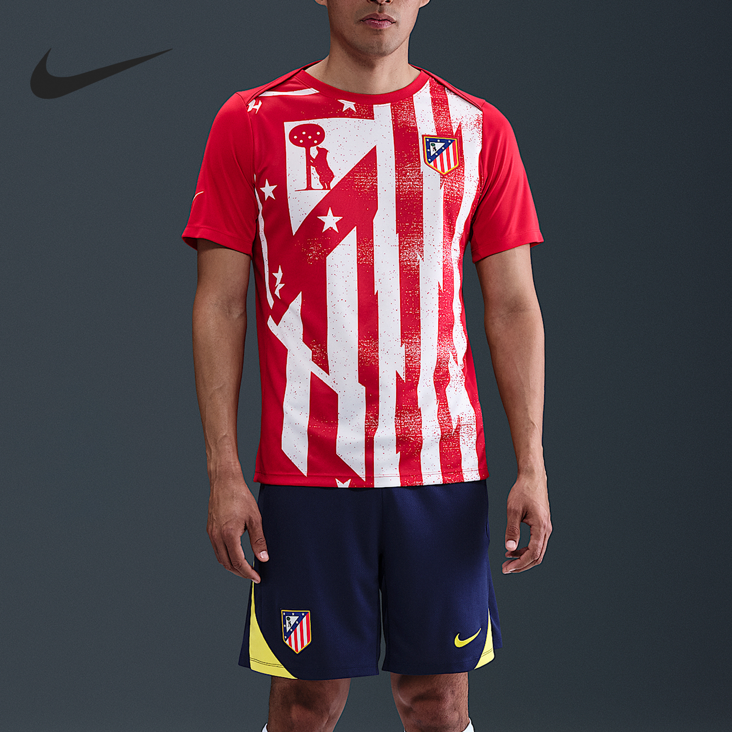 Nike/耐克正品Dri-FIT男士训练时尚透气经典足球短袖HJ7136-614