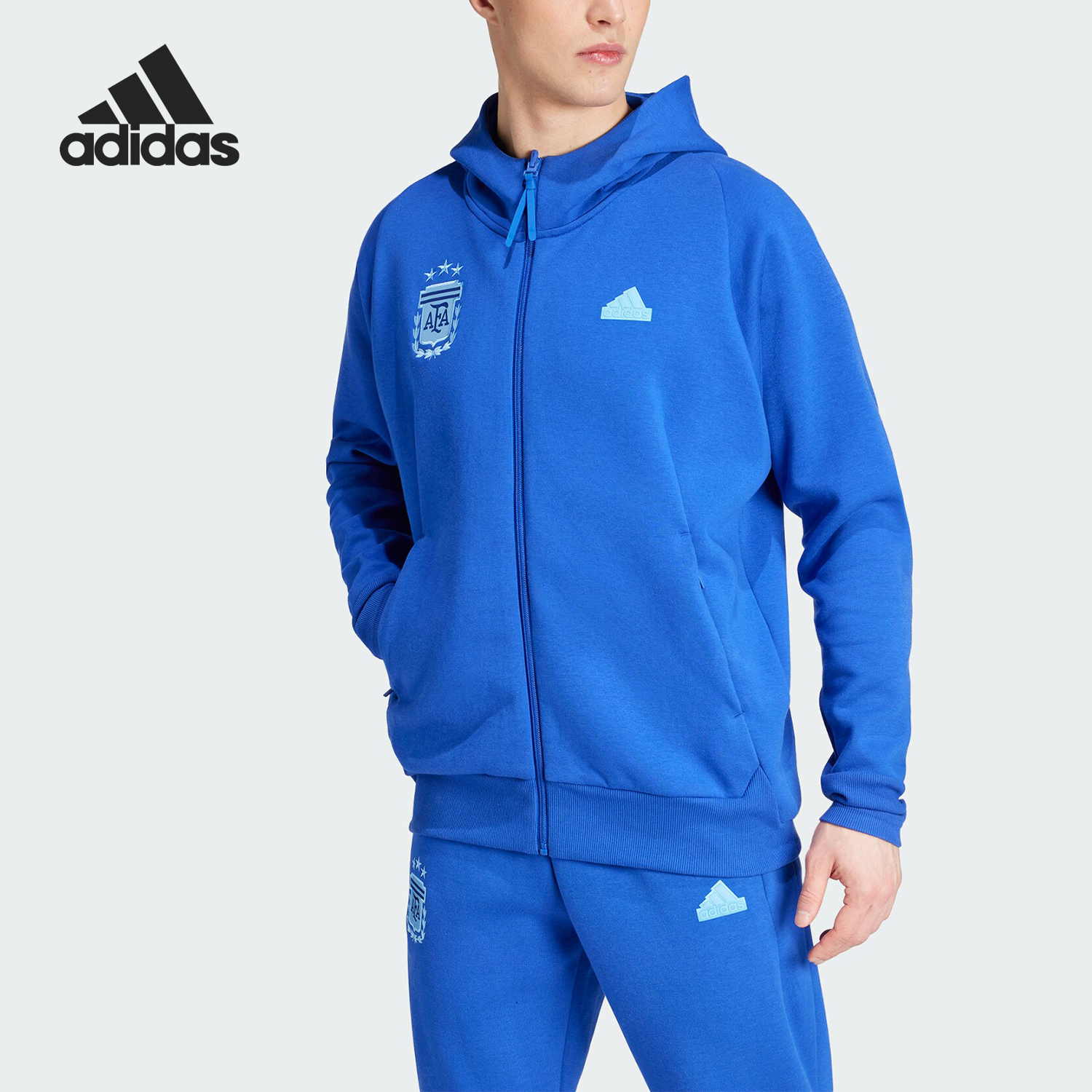 Adidas/阿迪达斯正品阿根廷队足球男士运动连帽外套IU2153