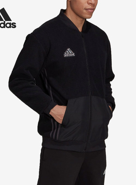Adidas/阿迪达斯正品加绒男士运动休闲宽松夹克外套HL6920