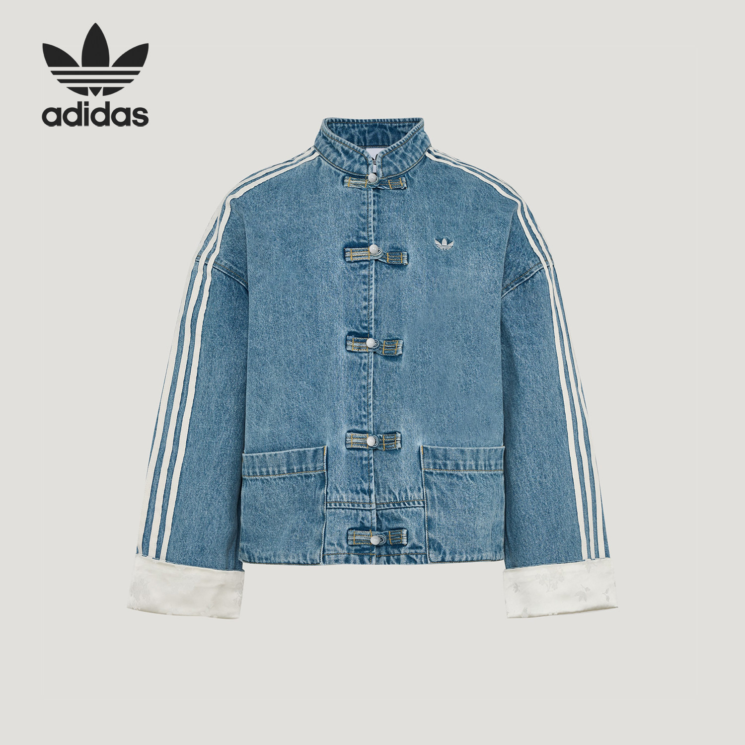 Adidas/阿迪达斯正品三叶草女士休闲新中式复古宽松外套KY5743