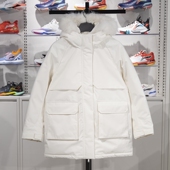 李宁正品 运动潮流系列女子防泼水梭织耐磨连帽羽绒服AYMU190