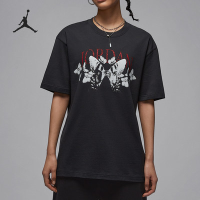 Nike/耐克正品JORDAN女士印花宽松透气圆领短袖T恤IB7032-045