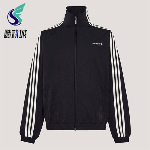 Adidas/阿迪达斯正品三叶草女士高领经典条纹日常休闲外套KX7977
