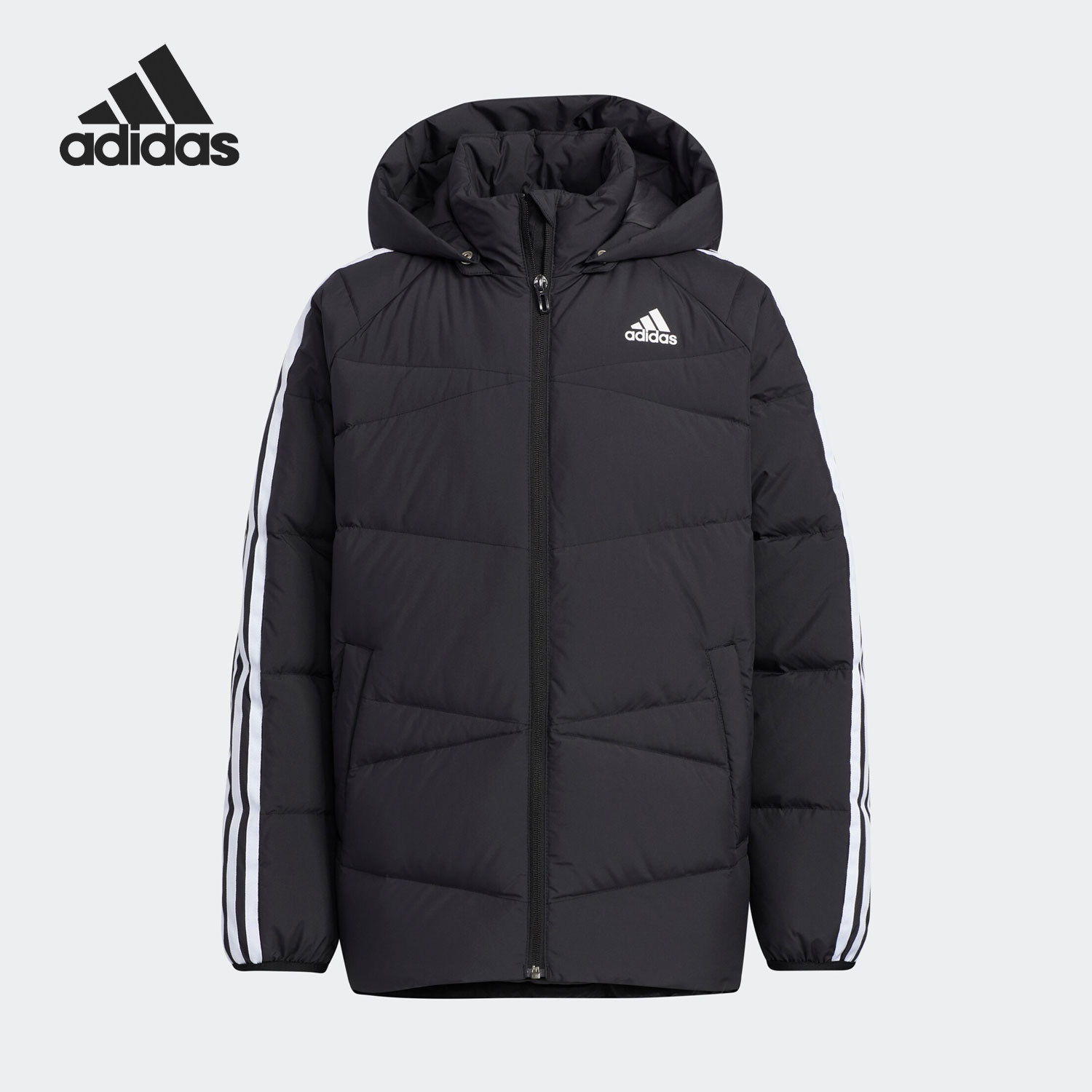 Adidas/阿迪达斯正品2025新款儿童运动保暖连帽羽绒服HM7161
