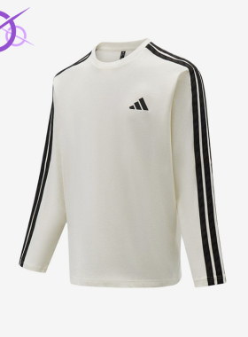 Adidas/阿迪达斯正品3STLS新款男米白黑色休闲长袖T恤KR2536