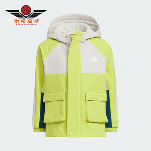 JACKET儿童连帽保暖拼接外套KS3082 WOVEN Adidas 阿迪达斯正品