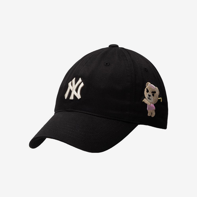 MLB正品皱眉熊训练男女同款字母刺绣时尚鸭舌帽3ACPB023N-50BKS