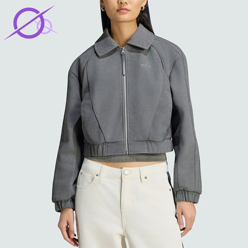 Adidas/阿迪达斯正品三叶草女士翻领拉链宽松夹克外套KX3039