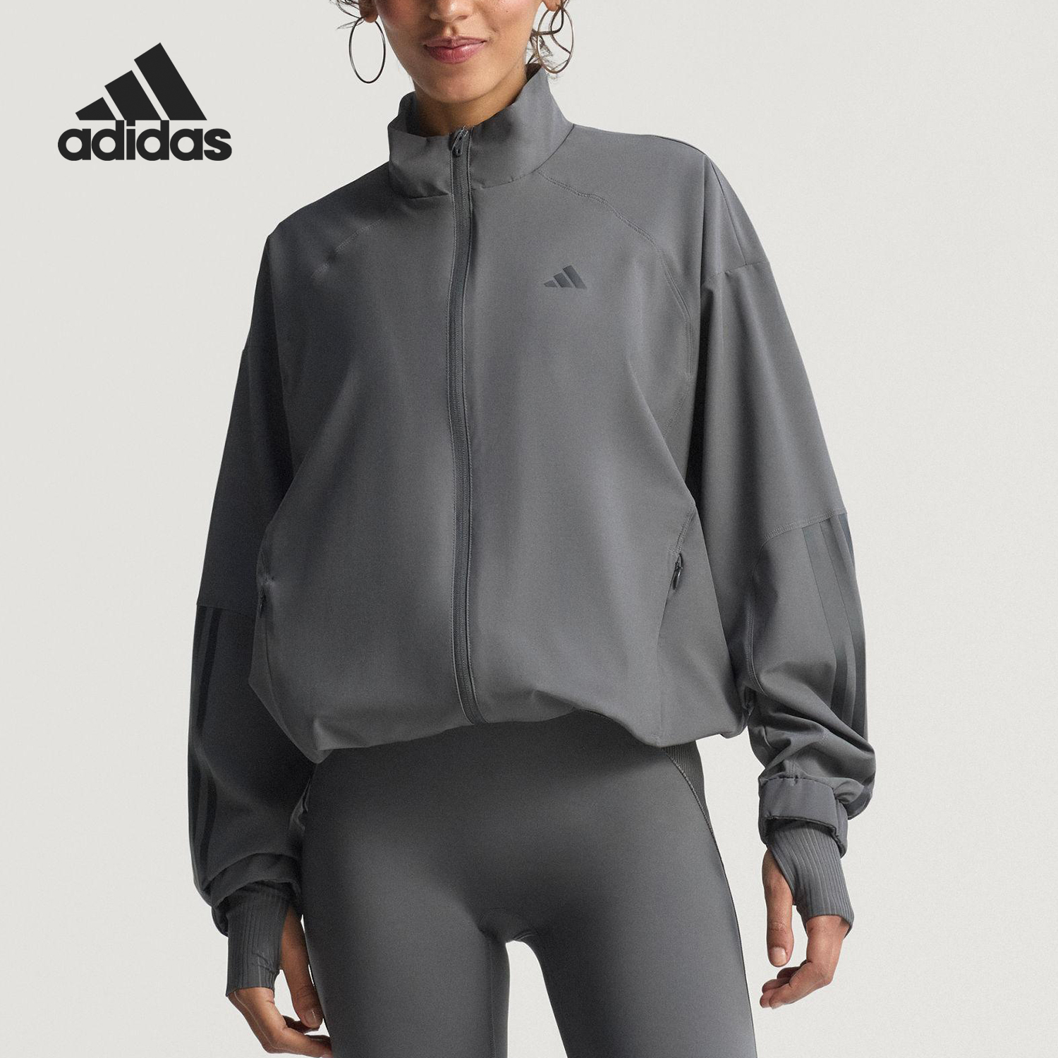 Adidas/阿迪达斯正品HYGLM WINDB S女士健身梭织宽松外套JX3856
