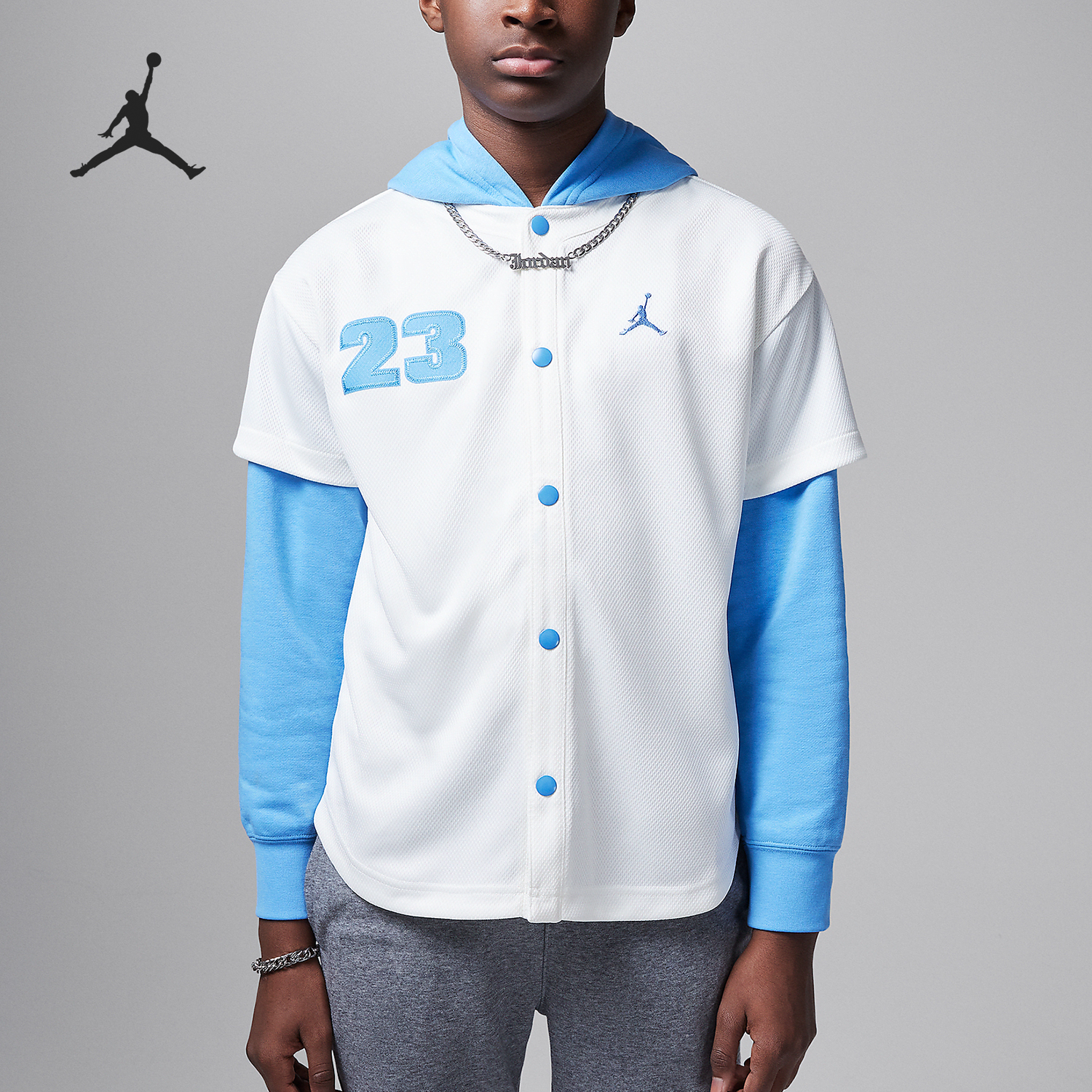 Nike/耐克正品JORDAN大童假两件拼接运动休闲外套HQ7130-133