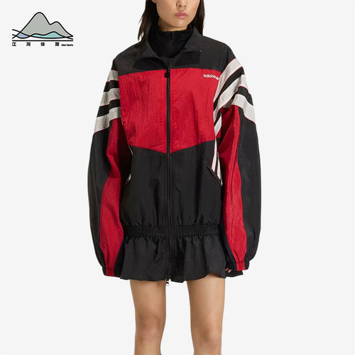 Adidas/阿迪达斯正品三叶草新款女黑红色宽松经典夹克外套KC9134