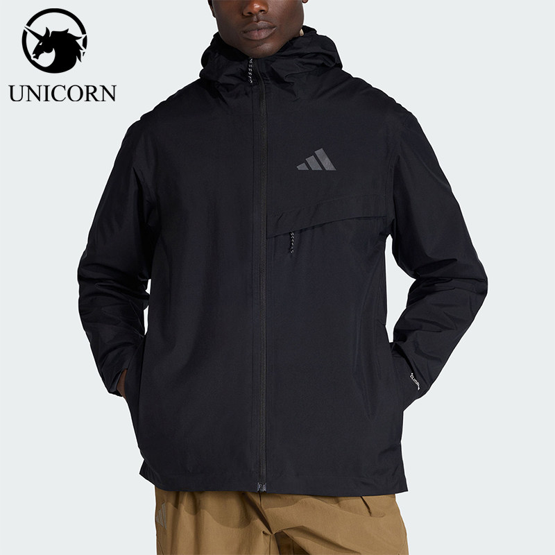 Adidas/阿迪达斯正品MT 2L RAIN J男士运动户外连帽冲锋衣JY4118