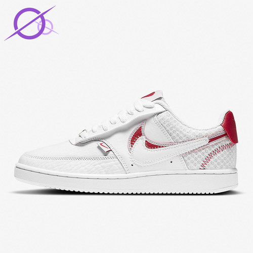 Nike/耐克正品CourtVision1双钩新款女经典白红色板鞋CI7827-100