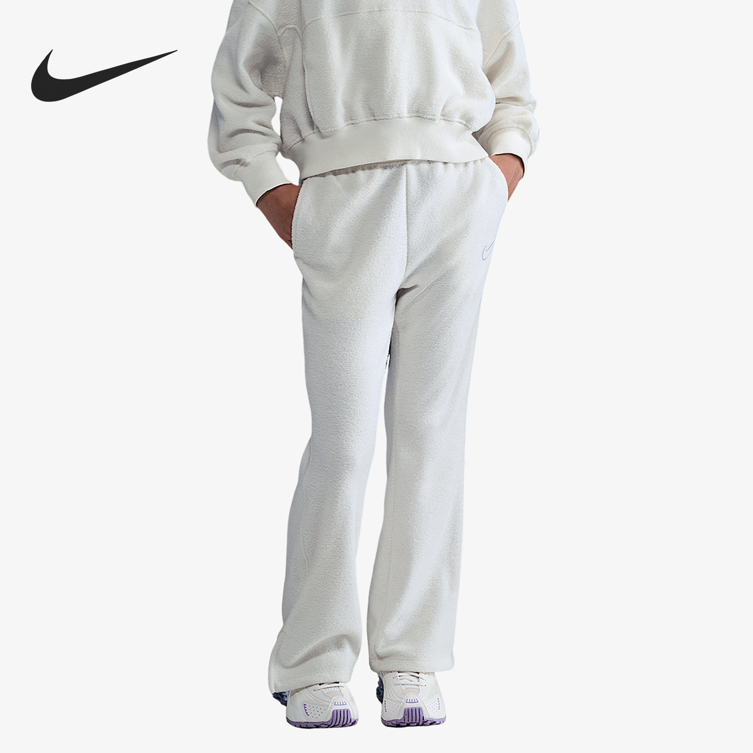 Nike/耐克正品2025冬季大童开衩时尚加绒保暖微喇裤HV0407-047