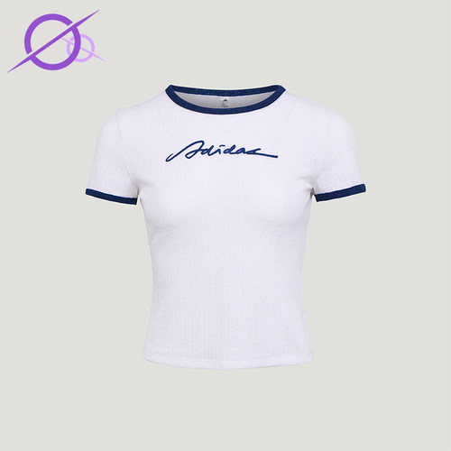 Adidas/阿迪达斯正品女士修身短款休闲经典运动短袖T恤上衣KZ4184