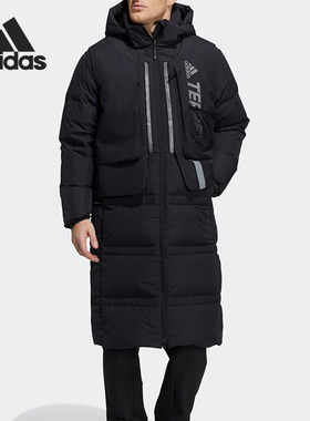 Adidas/阿迪达斯正品当季新款男女同款长款连帽羽绒服H13853