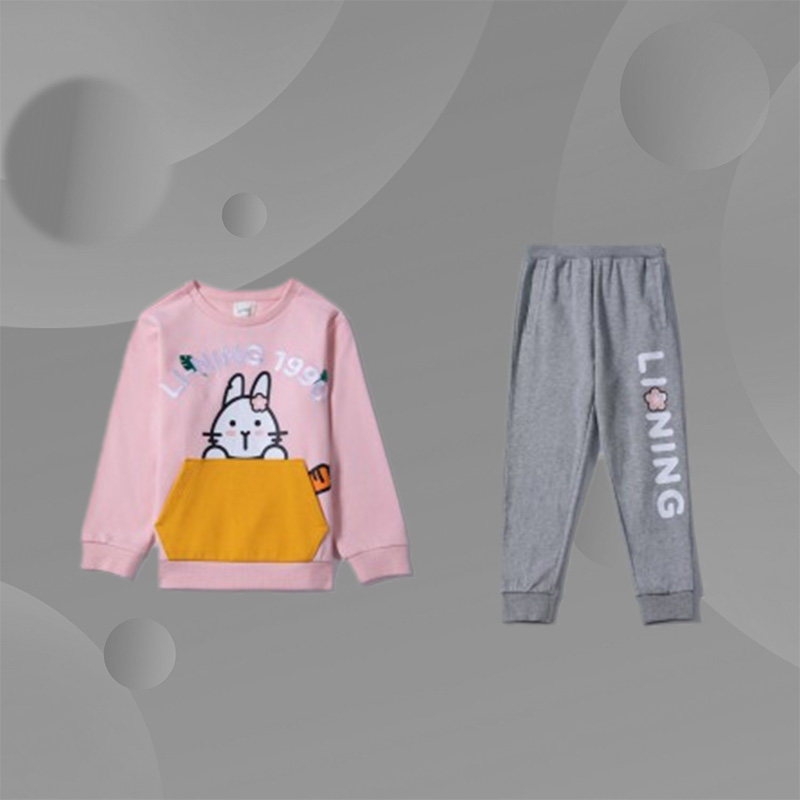 李宁正品男童女童大童秋季运动时尚百搭卫衣套装YWER030