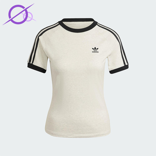 Adidas/阿迪达斯正品三叶草女士印花圆领经典套头修身短袖IR8104