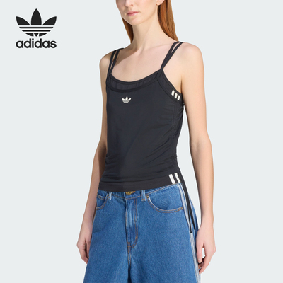 Adidas/阿迪达斯正品三叶草女士运动针织修身吊带背心T恤KW4524