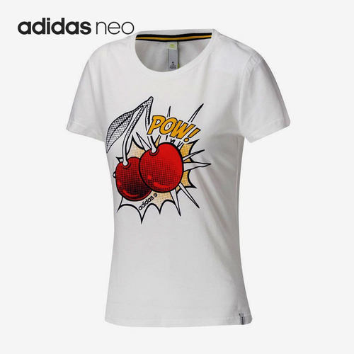 Adidas/阿迪达斯正品夏季neo女士圆领经典时尚图案短袖T恤AB3771