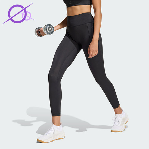 Adidas/阿迪达斯正品OPTIME新款女黑色紧身经典运动九分裤JZ1271