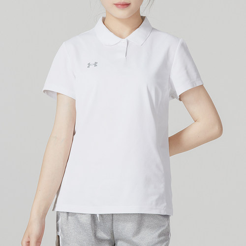 UA/安德玛正品新款女士翻领针织经典简约短袖POLO衫23500510-100