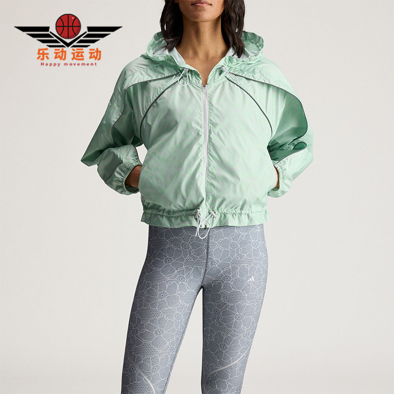 Adidas/阿迪达斯正品2026女士休闲印花收腰经典连帽外套JY8195