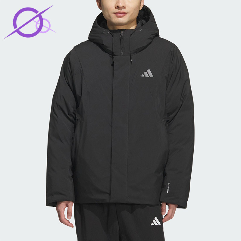 Adidas/阿迪达斯正品2025秋季款男士日常保暖连帽羽绒服KC2509