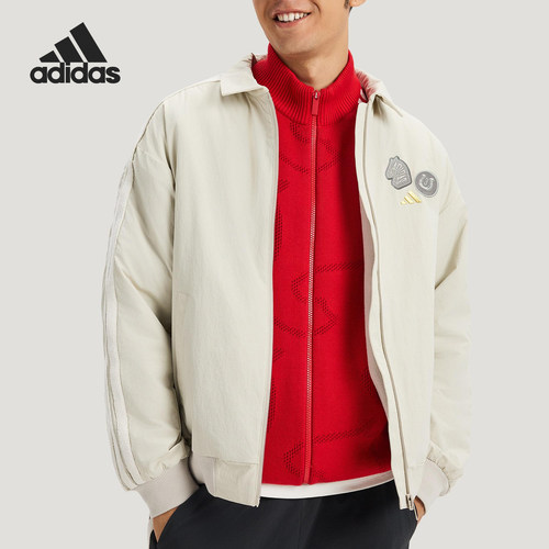 Adidas/阿迪达斯正品2025冬季款男士运动翻领梭织休闲外套KE4058
