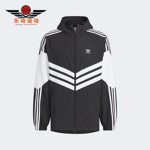 阿迪达斯男士宽松连帽防风服