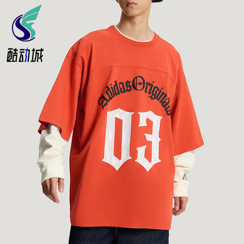 Adidas/阿迪达斯正品三叶草男士亲肤宽松个性时尚印花T恤KR0407