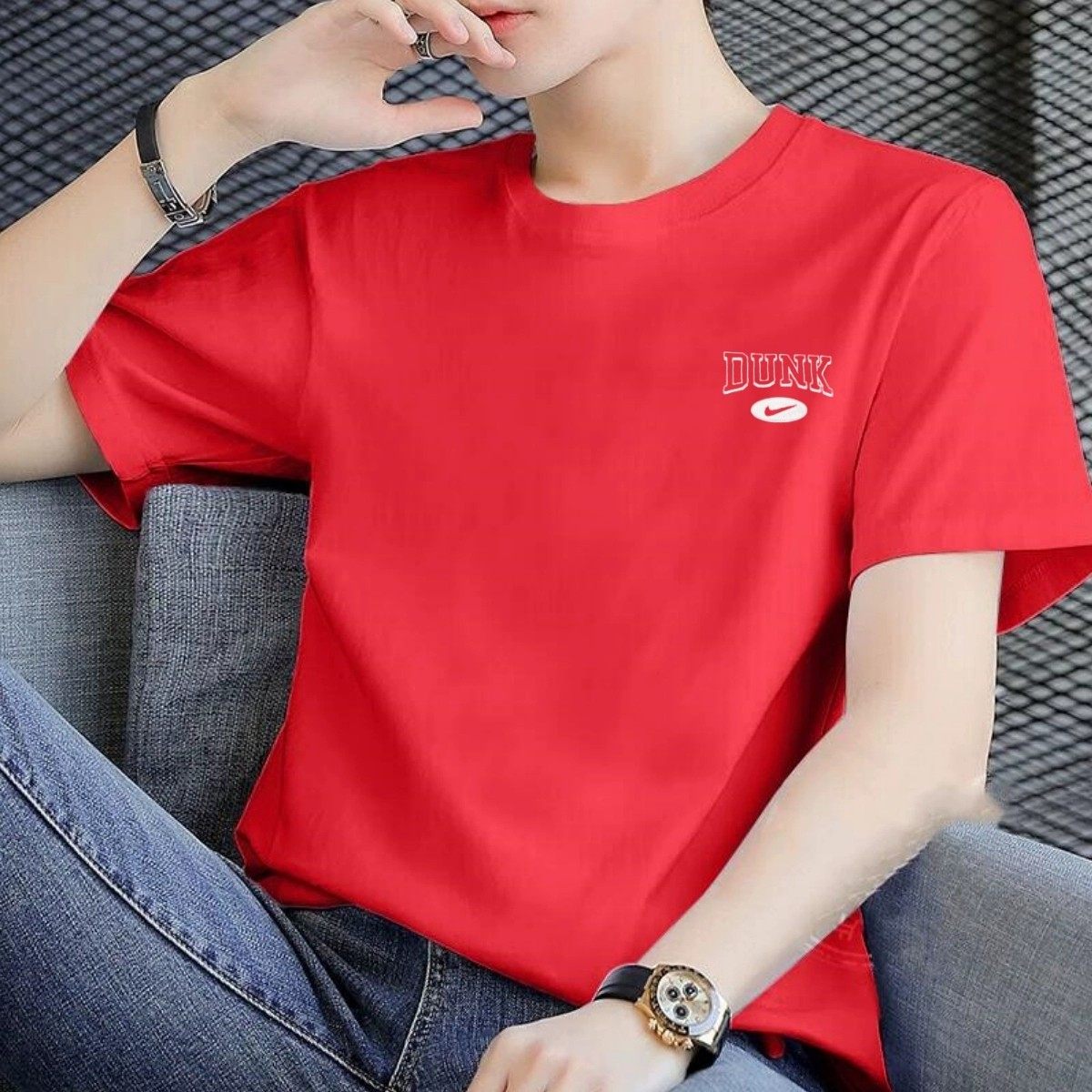 Nike耐克本命年红色短袖男女款情侣装宽松休闲新年款经典透气T恤